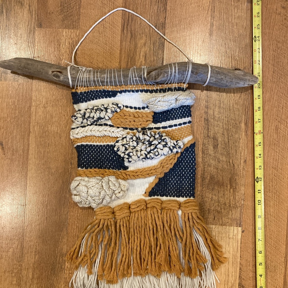 Handmade Woven Wall Hanging with Fringe